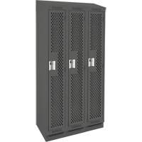 Clean Line Lockers, Bank of 3, 36" x 18" x 82", Steel, Charcoal, Rivet (Assembled), Perforated R.M.G. Prévention