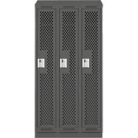 Clean Line Lockers, Bank of 3, 36" x 18" x 82", Steel, Charcoal, Rivet (Assembled), Perforated R.M.G. Prévention