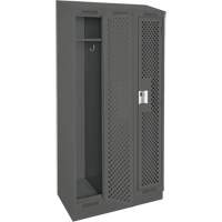 Clean Line Lockers, Bank of 3, 36" x 18" x 82", Steel, Charcoal, Rivet (Assembled), Perforated R.M.G. Prévention