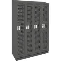 Clean Line Lockers, Bank of 4, 48" x 18" x 82", Steel, Charcoal, Rivet (Assembled), Perforated R.M.G. Prévention