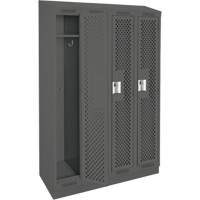 Clean Line Lockers, Bank of 4, 48" x 18" x 82", Steel, Charcoal, Rivet (Assembled), Perforated R.M.G. Prévention