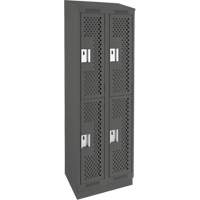 Clean Line Lockers, 2 -tier, Bank of 2, 24" x 12" x 82", Steel, Charcoal, Rivet (Assembled), Perforated R.M.G. Prévention