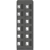 Assembled Lockerettes Clean Line Perforated Economy Lockers, 6 -tier, Bank of 2, 18" x 72" x 12", Steel R.M.G. Prévention