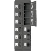 Assembled Lockerettes Clean Line Perforated Economy Lockers, 6 -tier, Bank of 2, 18" x 72" x 12", Steel R.M.G. Prévention