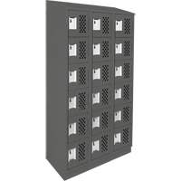 Assembled Lockerettes Clean Line Perforated Economy Lockers, 6 -tier, Bank of 3, 18" x 72" x 12", Steel R.M.G. Prévention