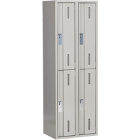 Concorde Heavy-Duty Lockers, 2 -tier, Bank of 2, 24" x 18" x 72", Steel, Grey, Welded (Assembled) R.M.G. Prévention