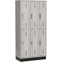Concorde Heavy-Duty Lockers, 2 -tier, Bank of 3, 36" x 18" x 76", Steel, Grey, Welded (Assembled) R.M.G. Prévention