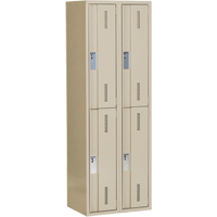 Concorde Heavy-Duty Lockers, 2 -tier, Bank of 2, 24" x 18" x 72", Steel, Beige, Welded (Assembled) R.M.G. Prévention