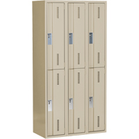 Concorde Heavy-Duty Lockers, 2 -tier, Bank of 3, 36" x 18" x 72", Steel, Beige, Welded (Assembled) R.M.G. Prévention