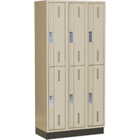 Concorde Heavy-Duty Lockers, 2 -tier, Bank of 3, 36" x 18" x 76", Steel, Beige, Welded (Assembled) R.M.G. Prévention