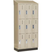 Concorde Heavy-Duty Lockers, 3 -tier, Bank of 3, 36" x 18" x 82", Steel, Beige, Welded (Assembled) R.M.G. Prévention