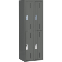 Concorde Heavy-Duty Lockers, 2 -tier, Bank of 2, 24" x 18" x 72", Steel, Charcoal, Welded (Assembled) R.M.G. Prévention