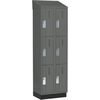 Concorde Heavy-Duty Lockers, 3 -tier, Bank of 2, 24" x 18" x 82", Steel, Charcoal, Welded (Assembled) R.M.G. Prévention