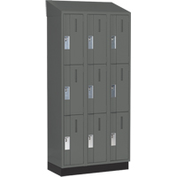 Concorde Heavy-Duty Lockers, 3 -tier, Bank of 3, 36" x 18" x 82", Steel, Charcoal, Welded (Assembled) R.M.G. Prévention
