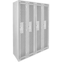 Clean Line Lockers, Bank of 4, 48" x 15" x 72", Steel, Grey, Rivet (Assembled), Perforated R.M.G. Prévention