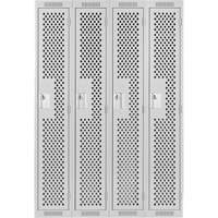Clean Line Lockers, Bank of 4, 48" x 15" x 72", Steel, Grey, Rivet (Assembled), Perforated R.M.G. Prévention