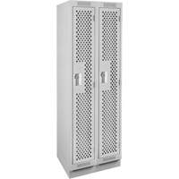 Clean Line Lockers, Bank of 2, 24" x 18" x 76", Steel, Grey, Rivet (Assembled), Perforated R.M.G. Prévention