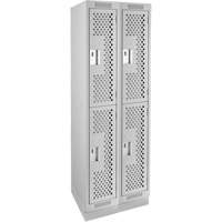Casiers Clean Line, 2 niveaux, Bloc de 2, 24" x 12" x 76", Acier, Gris, Rivet (assembl&eacute;), Perfor&eacute; R.M.G. Prévention