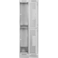 Casiers Clean Line, 2 niveaux, Bloc de 2, 24" x 12" x 76", Acier, Gris, Rivet (assembl&eacute;), Perfor&eacute; R.M.G. Prévention