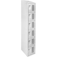 Assembled Lockerettes Clean Line Perforated Economy Lockers, 6 -tier, 18" x 72" x 12", Steel R.M.G. Prévention