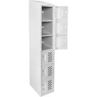 Assembled Lockerettes Clean Line Perforated Economy Lockers, 6 -tier, 18" x 72" x 12", Steel R.M.G. Prévention