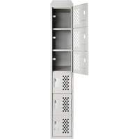 Assembled Lockerettes Clean Line Perforated Economy Lockers, 6 -tier, 18" x 72" x 12", Steel R.M.G. Prévention