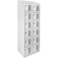 Assembled Lockerettes Clean Line Perforated Economy Lockers, 6 -tier, Bank of 2, 18" x 72" x 12", Steel R.M.G. Prévention