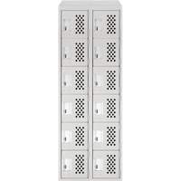 Assembled Lockerettes Clean Line Perforated Economy Lockers, 6 -tier, Bank of 2, 18" x 72" x 12", Steel R.M.G. Prévention