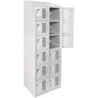 Assembled Lockerettes Clean Line Perforated Economy Lockers, 6 -tier, Bank of 2, 18" x 72" x 12", Steel R.M.G. Prévention