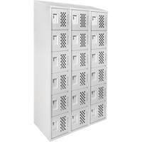 Assembled Lockerettes Clean Line Perforated Economy Lockers, 6 -tier, Bank of 3, 18" x 72" x 12", Steel R.M.G. Prévention