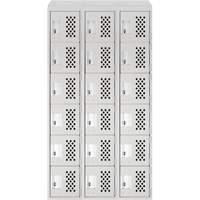 Assembled Lockerettes Clean Line Perforated Economy Lockers, 6 -tier, Bank of 3, 18" x 72" x 12", Steel R.M.G. Prévention