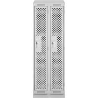 Clean Line Lockers, Bank of 2, 24" x 18" x 82", Steel, Grey, Rivet (Assembled), Perforated R.M.G. Prévention