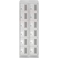 Assembled Lockerettes Clean Line Perforated Economy Lockers, 6 -tier, Bank of 2, 18" x 72" x 12", Steel R.M.G. Prévention