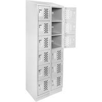 Assembled Lockerettes Clean Line Perforated Economy Lockers, 6 -tier, Bank of 2, 18" x 72" x 12", Steel R.M.G. Prévention
