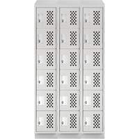 Assembled Lockerettes Clean Line Perforated Economy Lockers, 6 -tier, Bank of 3, 18" x 72" x 12", Steel R.M.G. Prévention