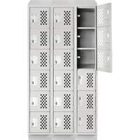Assembled Lockerettes Clean Line Perforated Economy Lockers, 6 -tier, Bank of 3, 18" x 72" x 12", Steel R.M.G. Prévention