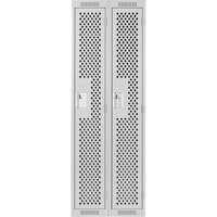 Clean Line Lockers, 2 -tier, 12" x 12" x 72", Steel, Grey, Rivet (Assembled), Perforated R.M.G. Prévention