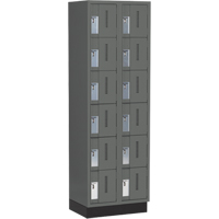 Concorde Heavy-Duty Lockers, 6 -tier, Bank of 2, 24" x 18" x 76", Steel, Charcoal, Welded (Assembled) R.M.G. Prévention