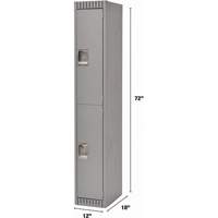 Lockers, 2 -tier, 12" x 18" x 72", Steel, Grey, Knocked Down R.M.G. Prévention