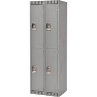 Lockers, 2 -tier, Bank of 2, 24" x 18" x 72", Steel, Grey, Knocked Down R.M.G. Prévention