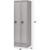 Lockers, Bank of 2, 24" x 18" x 76", Steel, Grey, Knocked Down R.M.G. Prévention
