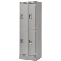 Lockers, 2 -tier, Bank of 2, 24" x 18" x 76", Steel, Grey, Knocked Down R.M.G. Prévention