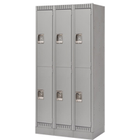 Lockers, 2 -tier, Bank of 3, 36" x 18" x 76", Steel, Grey, Knocked Down R.M.G. Prévention