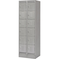 Lockers, 6 -tier, Bank of 2, 24" x 18" x 76", Steel, Grey, Knocked Down R.M.G. Prévention