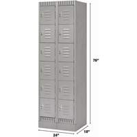 Lockers, 6 -tier, Bank of 2, 24" x 18" x 76", Steel, Grey, Knocked Down R.M.G. Prévention