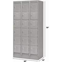 Lockers, 6 -tier, Bank of 3, 36" x 18" x 76", Steel, Grey, Knocked Down R.M.G. Prévention