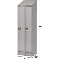 Lockers, Bank of 2, 24" x 18" x 86", Steel, Grey, Knocked Down R.M.G. Prévention