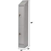 Lockers, 2 -tier, 12" x 18" x 86", Steel, Grey, Knocked Down R.M.G. Prévention
