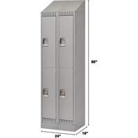 Lockers, 2 -tier, Bank of 2, 24" x 18" x 86", Steel, Grey, Knocked Down R.M.G. Prévention