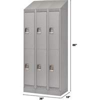 Lockers, 2 -tier, Bank of 3, 36" x 18" x 86", Steel, Grey, Knocked Down R.M.G. Prévention